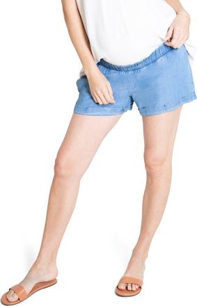 Ingrid & Isabel Elastic Waist Maternity Shorts in Chambray at Nordstrom, Size Small