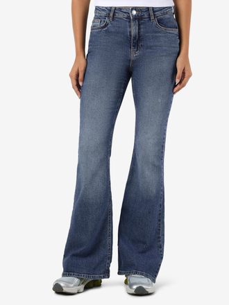 Noisy May Bootcut-Jeans NOISY MAY NMKAREEN HW FLARE LEG JEANS AZ436MB NOOS, Damen, Gr. 28, L&auml;nge 32, blau (medium blau denim), Denim/Jeans, Obermaterial: 99% Ba