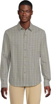Vince Highclere Plaid Separate Placket Long Sleeve Shirt Mens Clothing Pistachio Combo : SM, Cotton