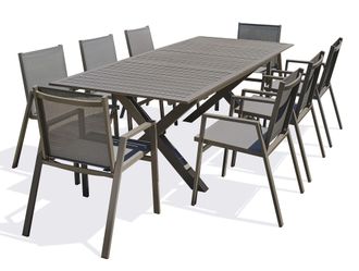 DCB Garden Floride - Conjunto De Comedor De Jard&iacute;n 8 Plazas De Aluminio Cuarzo Dcb Garden