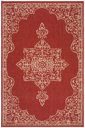 Safavieh Alfombra medall&oacute;n de polipropileno rojo/beige, 122 x 183 cm