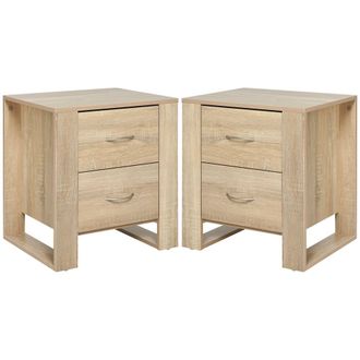 HOMCOM Mesitas de noche 48x39x54 cm madera natural