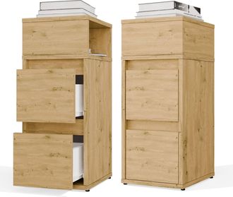 Topeshop York - Mesita De Noche Con Estante Y 2 Cajones Para Dormitorio - 27x65x32 Cm - Artisan