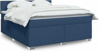 vidaXL Cama Box Spring Con Colch&oacute;n Tela Azul 180x200 Cm Vidaxl
