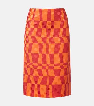 Dries Van Noten Satin jacquard midi skirt