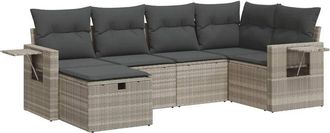 vidaXL Vidaxl - Set De Sof&aacute;s De Jard&iacute;n 6 Pzas Y Cojines Rat&aacute;n Sint&eacute;tico Gris