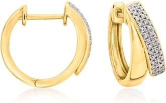 Ross-Simons Diamond Double-Hoop Earrings in 18kt Gold Over Sterling