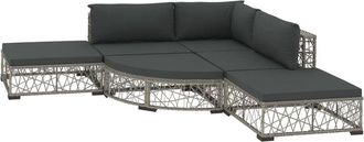 vidaXL Vidaxl - Set De Sof&aacute;s De Jard&iacute;n 6 Piezas Y Cojines Rat&aacute;n Sint&eacute;tico Gris
