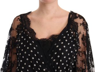 Dolce & Gabbana Black Lace Floral Polka Maxi Capri Womens Dress