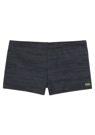 Bruno Banani Boxer-Badehose BRUNO BANANI, Herren, Gr. 4 (46/48), N-Gr, schwarz (schwarz, grau), Polyamid, bedruckt, Badehosen Boxer-Badehose, mit trendigem Allover