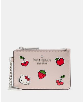Kate Spade New York Womens Hello Kitty X Ksny New York Sticker Key Ring Card Holder - Pink Leather - One Size