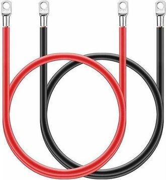 OEM 2 Piezas De Cable Inversor De Bater&iacute;a De 12 V 5awg 16 Mm&sup2; Cables De Bater&iacute;a De Cobre Esta&ntilde;ado Con Anillos Rojos Y Negros (50 Cm (16 Mm&sup2;))