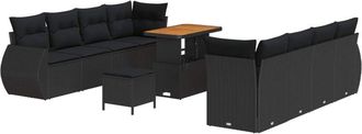 vidaXL Garden Sofa Set with Storage 11 pcs Black Poly rattan vidaXL