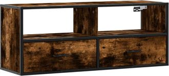 vidaXL Vidaxl - Mueble Tv Metal Y Madera Contrachapada Roble Humo 100x31x39,5cm