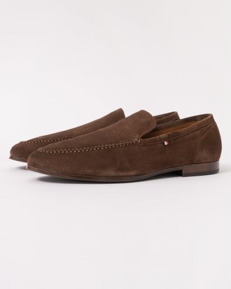 Tommy Hilfiger Mens Legacy Flexible Suede Loafer in Dark Brown Shoes - Size UK 11