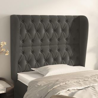 vidaXL Cabecero Con Orejas De Terciopelo Gris Oscuro 93x23x118/128 Cm Vidaxl