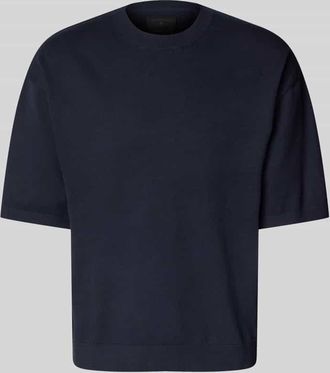 Jack & Jones T-Shirt in Strick-Optik mit gerippten Abschl&uuml;ssen in Dunkelblau, Gr&ouml;&szlig;e M