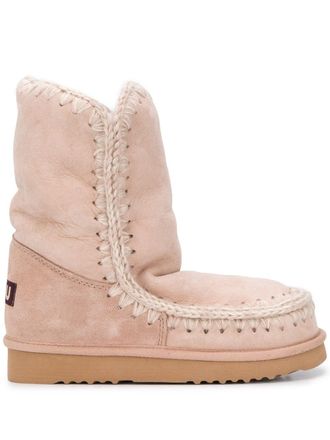 Mou Eskimo crochet seam boots - women - Wool/Wool/Rubber/Sheepskin - 38 - Pink