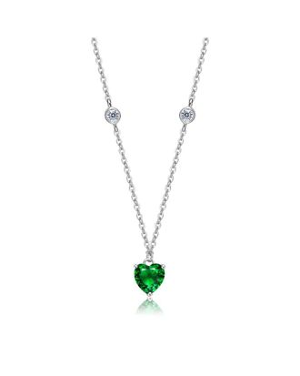 Genevive Silver Cz Heart Necklace