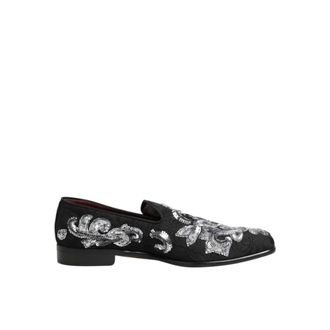 Dolce & Gabbana Black Silver Sequined Loafers