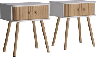 Vicco Mesilla De Noche Germo, Blanco/bamb&uacute;, 40 X 47 Cm Lote De 2, Vicco