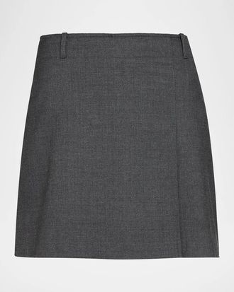 Theory Pleated Wool-Blend Mini Skirt