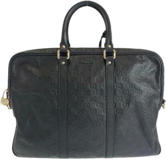 Gucci Pre-owned Handbags, male, Black, Size: ONE SIZE Pre-owned Guccissima Leather Briefcase