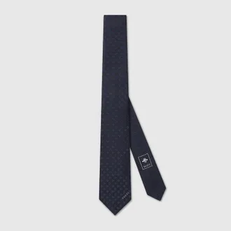 Gucci Horsebit Silk Jacquard Tie, Blue