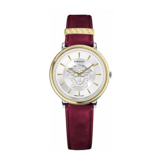 Versace V Circle Medusa - Dames - Horloges - Geel - ONE Size - Leer - Accessoires