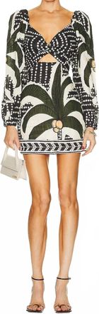 Johanna Ortiz Pre-Loved Atardecer Tropical Mini Dress In Black