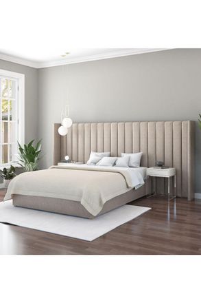 Aspire Home Accents Grandeur Headboard in Eire Linen Grey in Natural