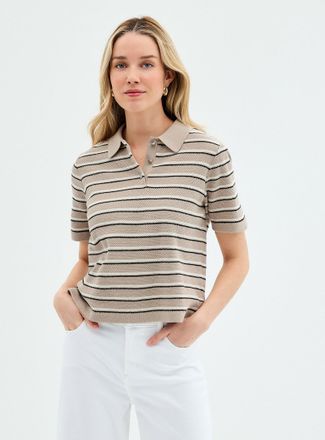 Contemporaine Womens Moss-stitch striped knit Cardigan Sweater