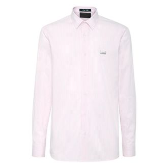 Philipp Plein Shirt Slim Fit LS Skull&Bones - Heren - Casual Overhemden - Roze - XS - Katoen - Overhemden