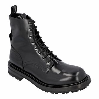 Alexander McQueen Alexander Mcqueen Mens Smooth leather combat boots - Black - Size EU 44.5
