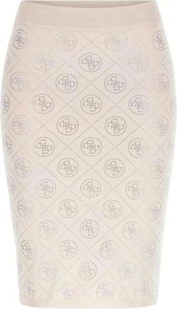 Guess Pencil Skirts, female, Beige, L, Rhinestones 4G Swtr Skirt