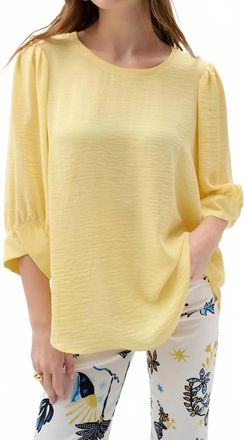 Joseph Ribkoff Scoop Neck Puff Sleeves Top In Mellow Yellow