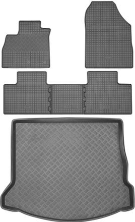 OEM Renault Grand Scenic Iv Minivan De 2017 Set - Alfombrillas De Goma Para Coche + Alfombrilla Para Maletero