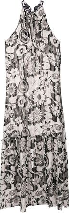 Amir Slama floral-print halterneck beach dress - women - Silk/Polyester - GG - White