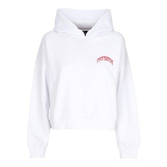 PROPAGANDA Hoodies, female, White, Size: M Cropped Triangle Hoodie White Stylish Comfortable
