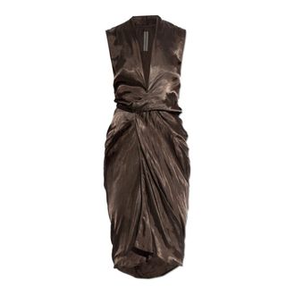 Rick Owens Party Dresses, female, Brown, Size: XS Sleeveless Tie-Waist Dress