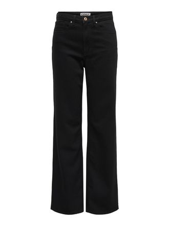 Only High-waist-Jeans ONLY ONLJUICY HW WIDE DNM MAE280 NOOS, Damen, Gr. 27, L&auml;nge 32, schwarz, Denim/Jeans, Obermaterial: 62% Baumwolle, 33% Polyester, 4% 