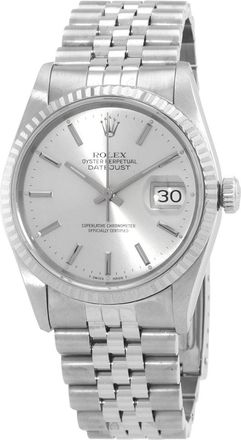 Rolex Pre-owned Pre-owned Rolex Silver Dial Stainless Steel Jubilee Bracelet Mens Watch 16234SSJ
