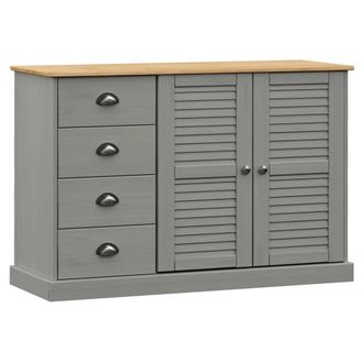 Berkfield Home Sideboard with Drawers VIGO 113x40x75 cm Grey Solid Wood Pine | Size: 113 x 40 x 75 cm