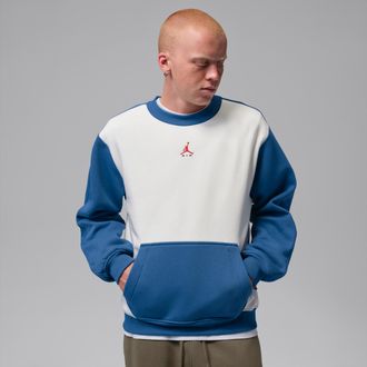 Nike Jordan Mens Jordan Brooklyn Fleece Crew-Neck Sweatshirt in White | IM8978-134