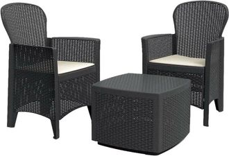 Dmora Conjunto De Sof&aacute;s De Exterior Anny, Sal&oacute;n Para Exterior 2 Plazas, Hecho En Italia, Negro Antracita