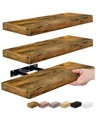 Sorbus Set Of 3 Rustic Rectangle Floating Shelves