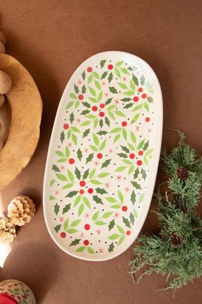 Kalalou Oval Ceramic Christmas Platter