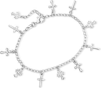 Ross-Simons Italian Sterling Silver Cross Charm Bracelet