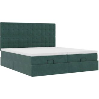 vidaXL Vidaxl - Estructura De Cama Otomana Colchones Terciopelo Verde Oscuro