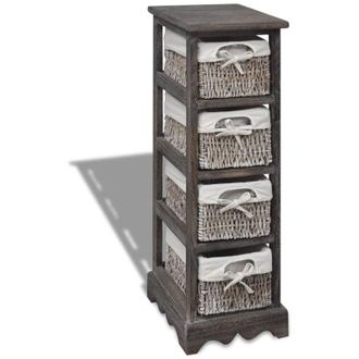 vidaXL Estante Con 4 Cestas Tejidas De Almacenamiento Madera Marr&oacute;n Vidaxl